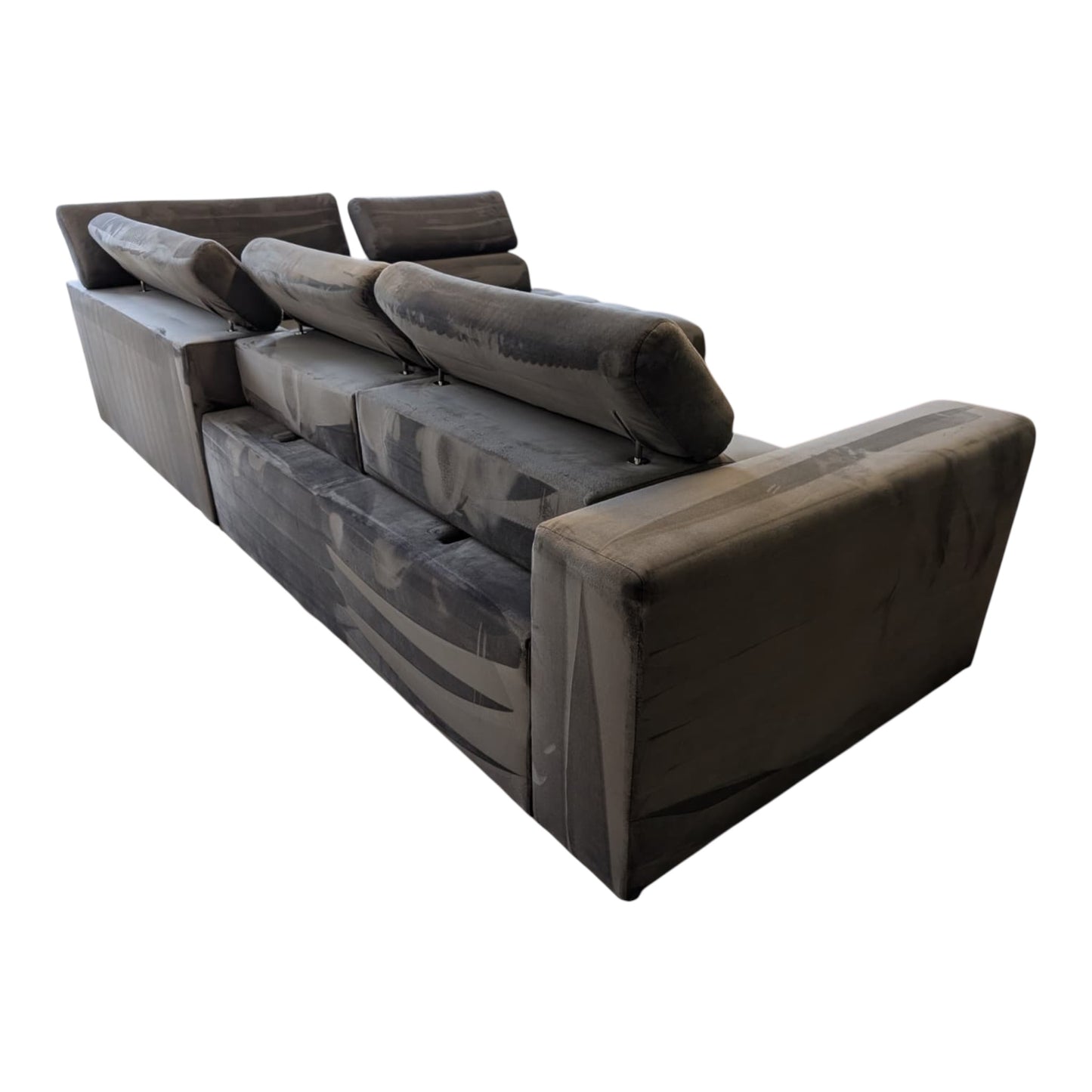 Graues Bubel-Ecksofa aus Samtstoff Art.-Nr. 474