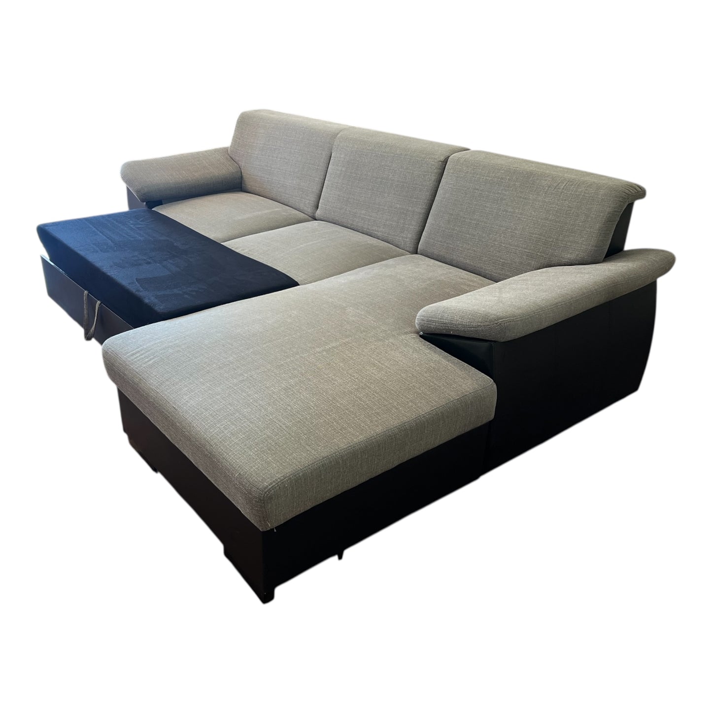 Ecksofa in Grau mit schwarzer Lederoptik Art.-Nr. 508