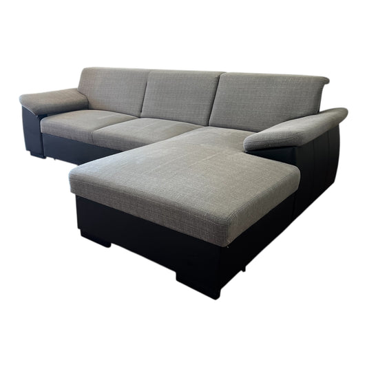 Ecksofa in Grau mit schwarzer Lederoptik Art.-Nr. 508