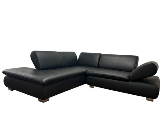Hochwertiges Echtleder Ecksofa in Schwarz von Koinor Art.-Nr. 597