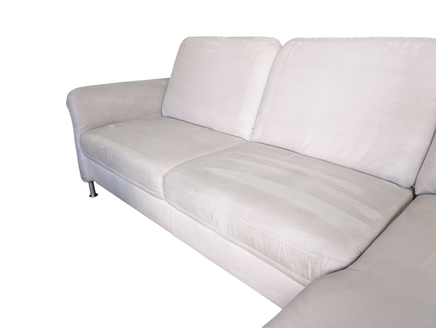 Beiges Ecksofa aus Alcantara mit Stauraum Art.-Nr.285