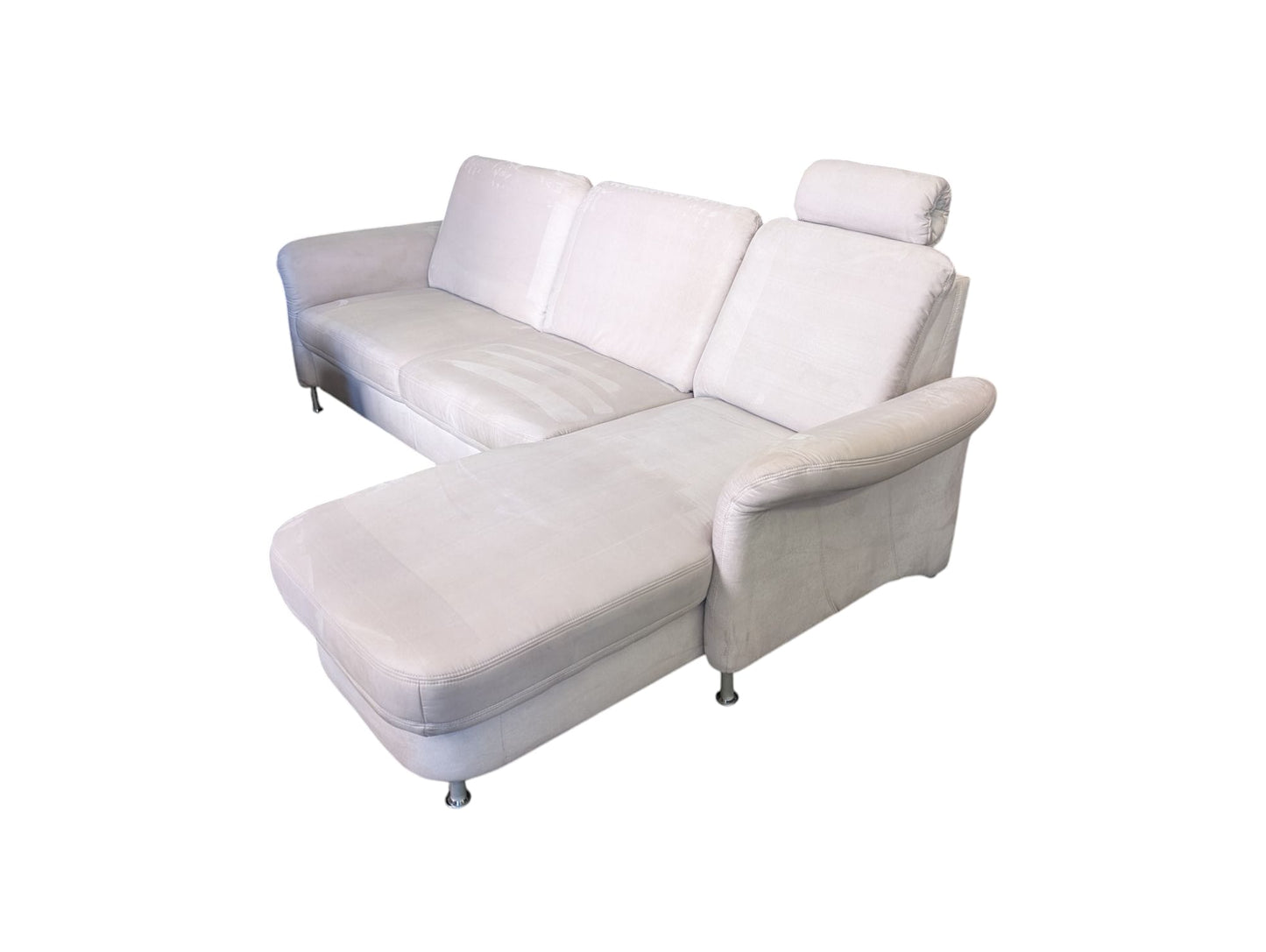 Beiges Ecksofa aus Alcantara mit Stauraum Art.-Nr.285