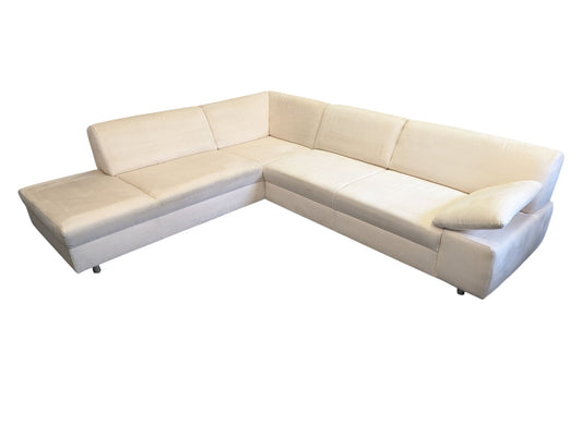 Ecksofa in Beige aus Samt mit verstellbarer Armlehne Art.-Nr.296