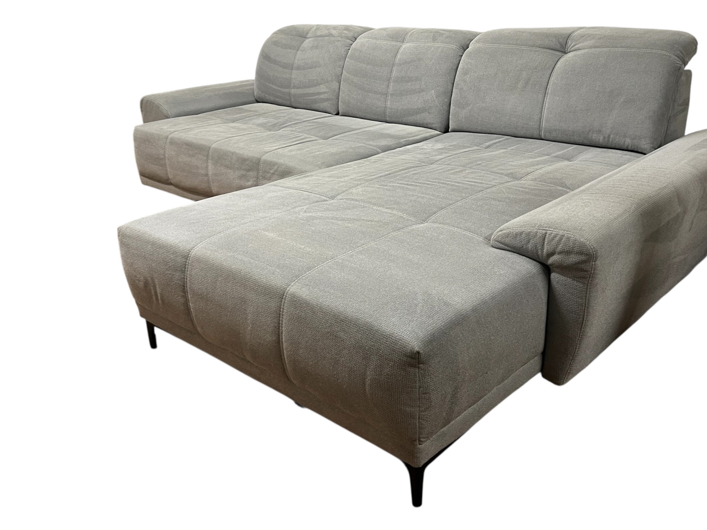 Graues, elektrisch ausziehbares Ecksofa Art.-Nr. 594