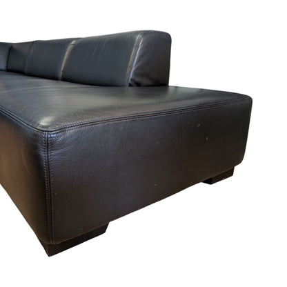 Schwarzes Ecksofa aus echtem Leder von E. Schilling. Art.-Nr. 418