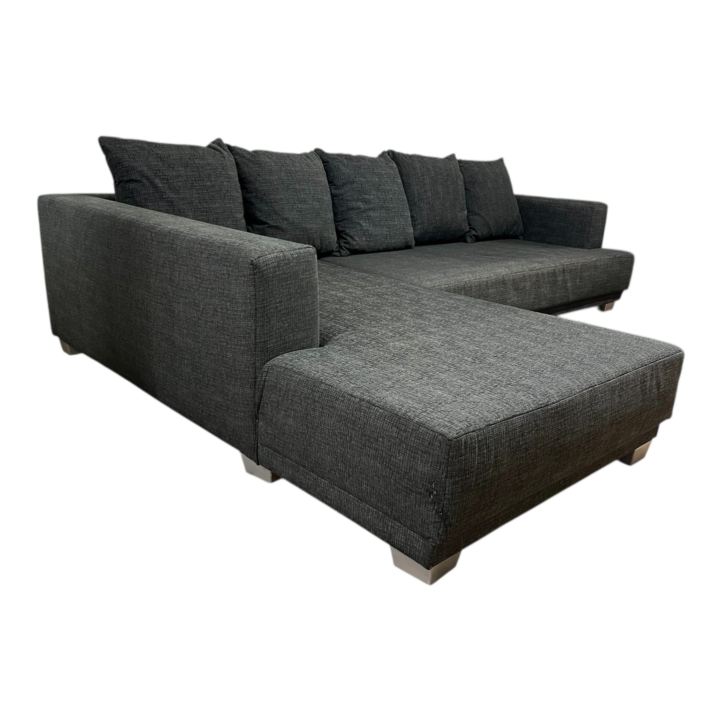 Dunkelgraues Ecksofa mit Bettfunktion und Stauraum Art.-Nr 484