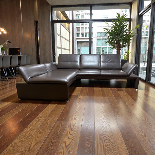 Ecksofa aus echtem Leder von Leu Swiss mit HockerArt.-Nr. 039