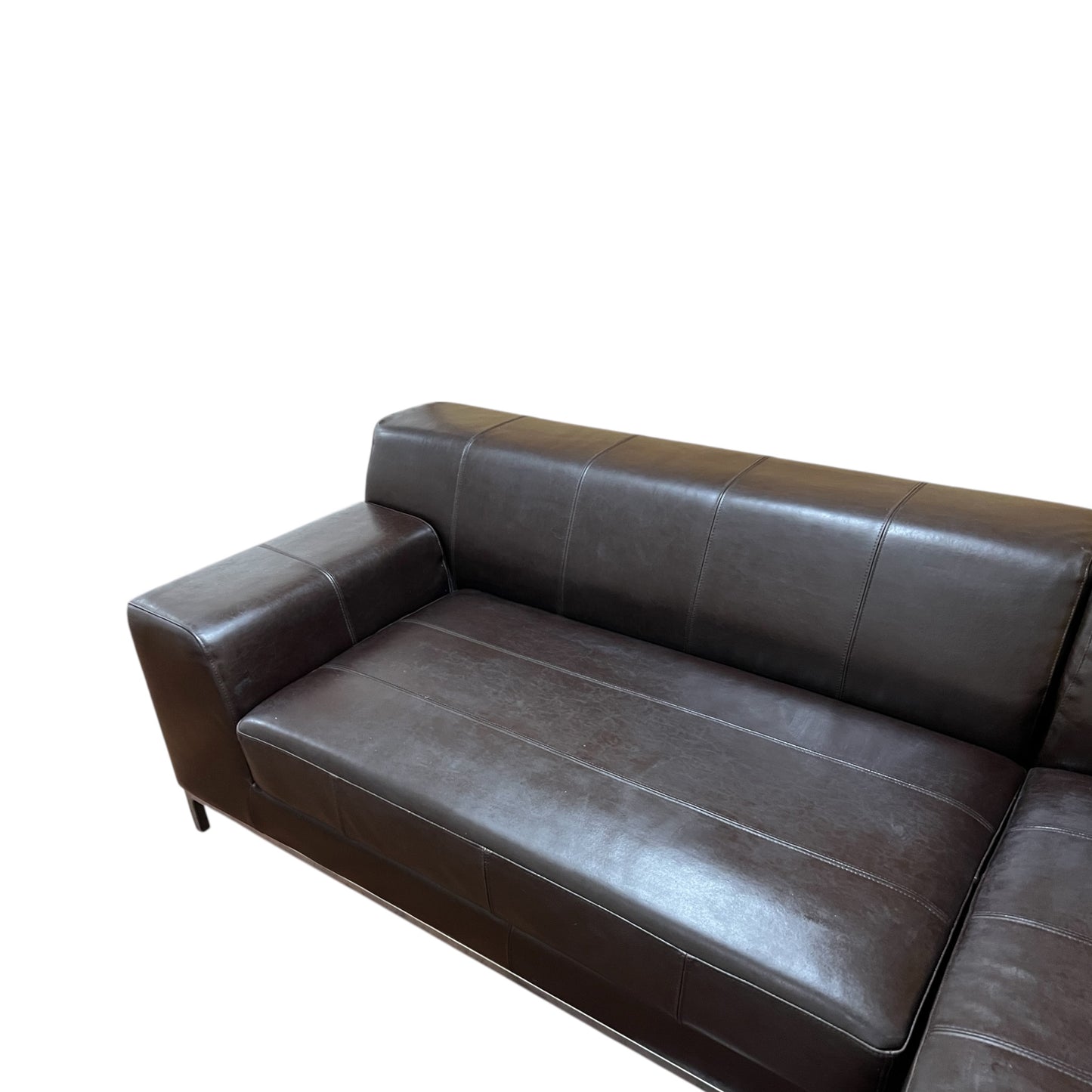 Ecksofa aus Echtleder in Braun. Art.-Nr. 552