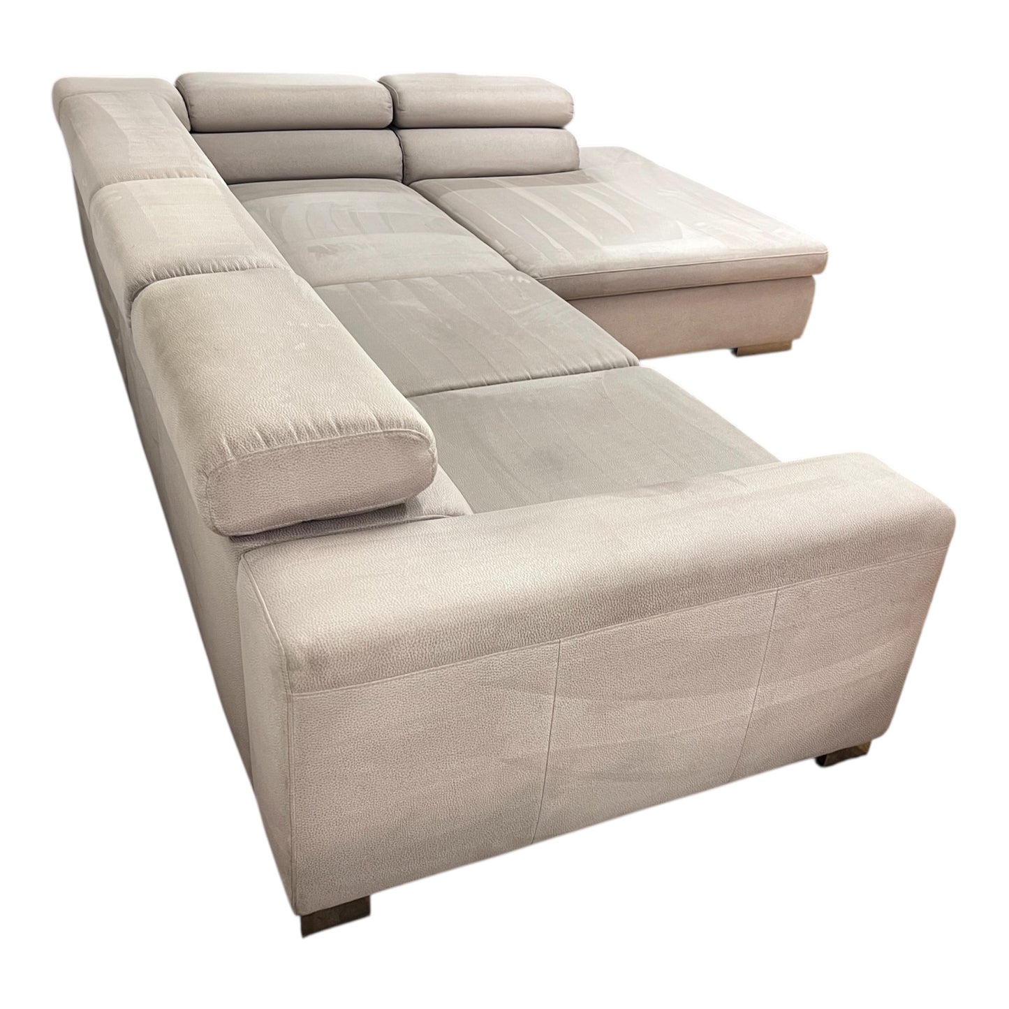 Hochwertiges beiges Ecksofa aus Alcantara von Pfister. Art.-Nr. 529