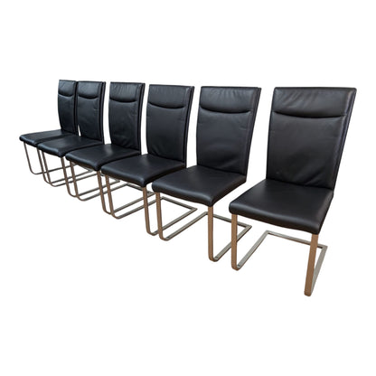 6 Schwinger-Stühle aus echtem Leder von Pfister. Art.-Nr.430
