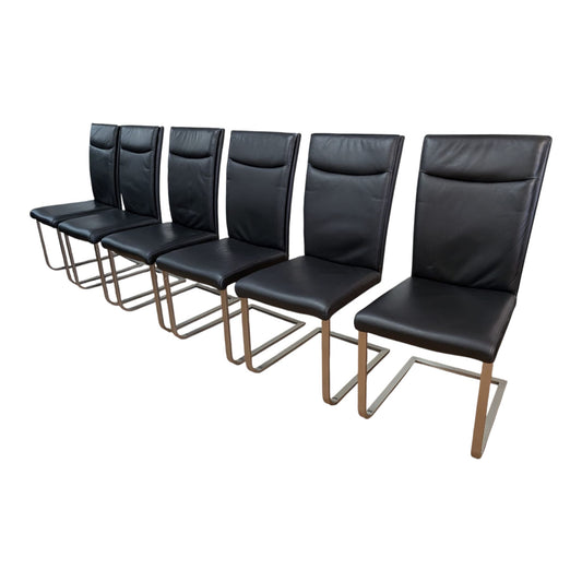 6 Schwinger-Stühle aus echtem Leder von Pfister. Art.-Nr.430