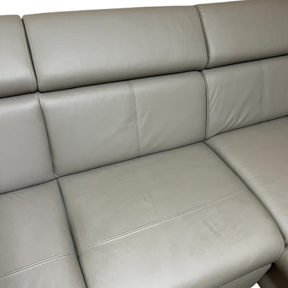 Beiges Echtleder-Ecksofa mit Bettfunktion Art.-Nr 542