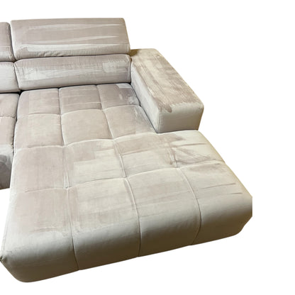 Bubel-Ecksofa in Rosa aus Samtstoff,  elektrisch ausziehbar Art.-Nr. 558