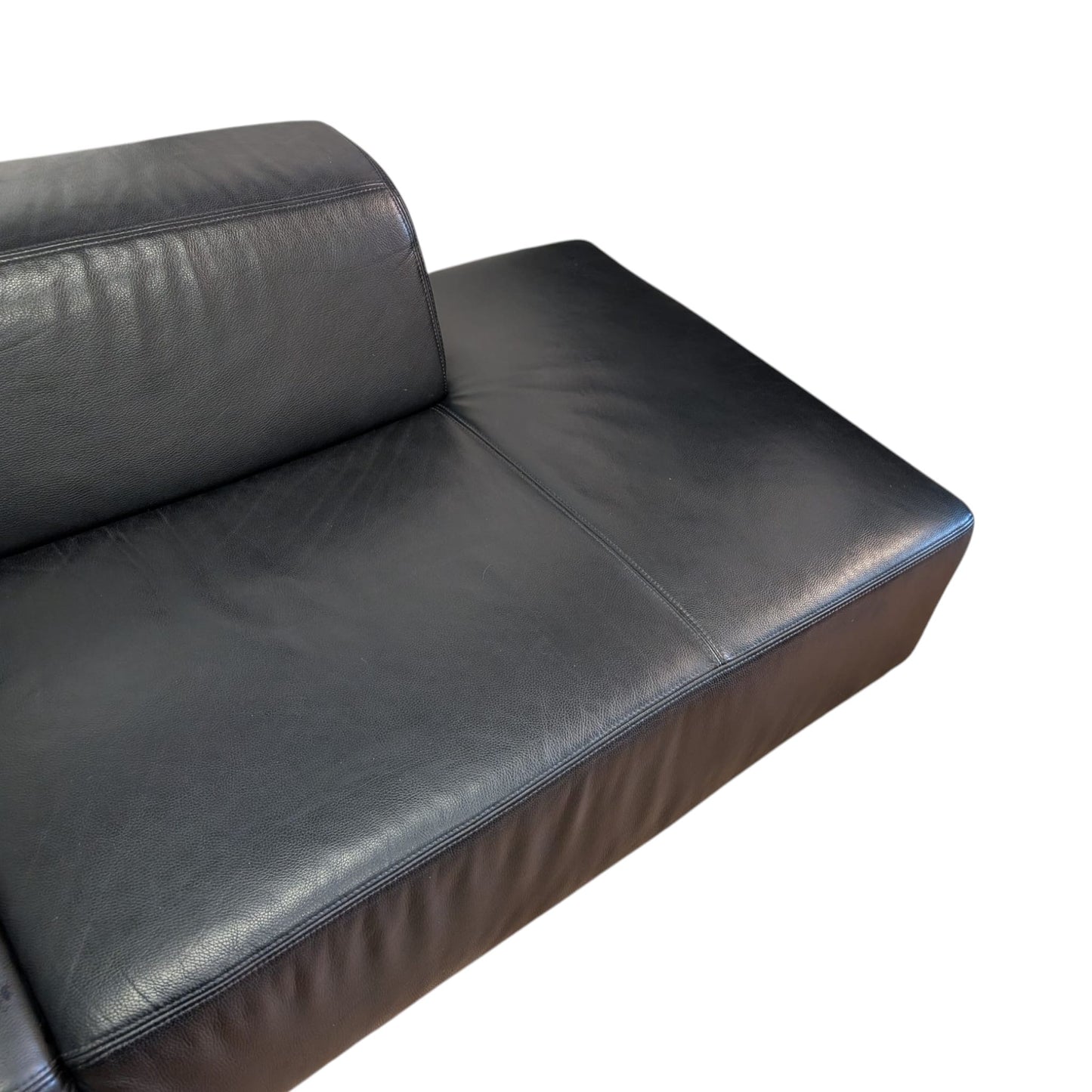 Schwarzes Ecksofa aus echtem Leder von E. Schilling. Art.-Nr. 418