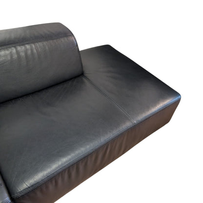 Schwarzes Ecksofa aus echtem Leder von E. Schilling. Art.-Nr. 418