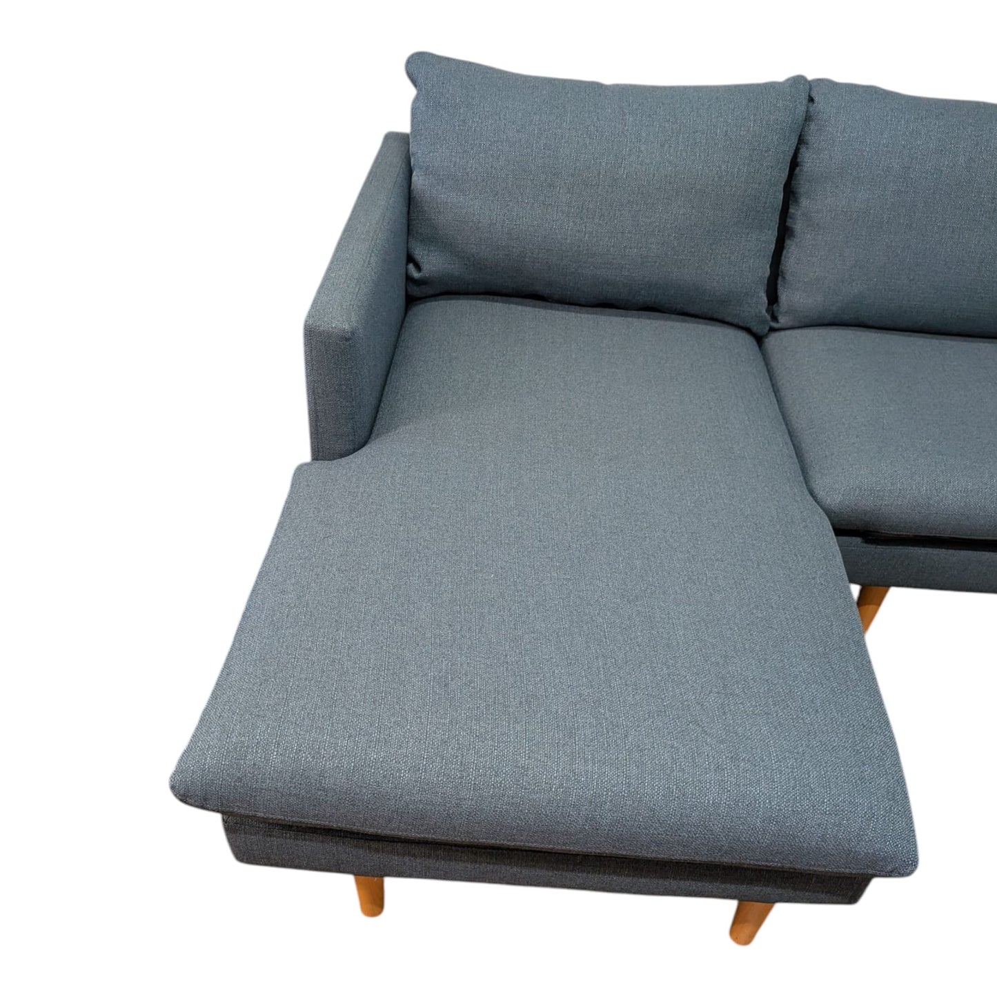 Ecksofa in Petrol mit Holzbeinen Art.-Nr. 448