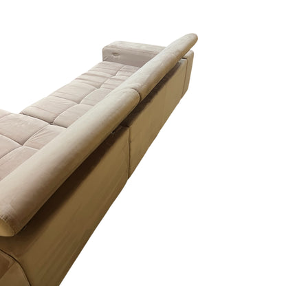 Bubel-Ecksofa in Rosa aus Samtstoff,  elektrisch ausziehbar Art.-Nr. 558