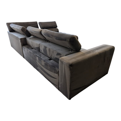 Graues Bubel-Ecksofa aus Samtstoff Art.-Nr. 474