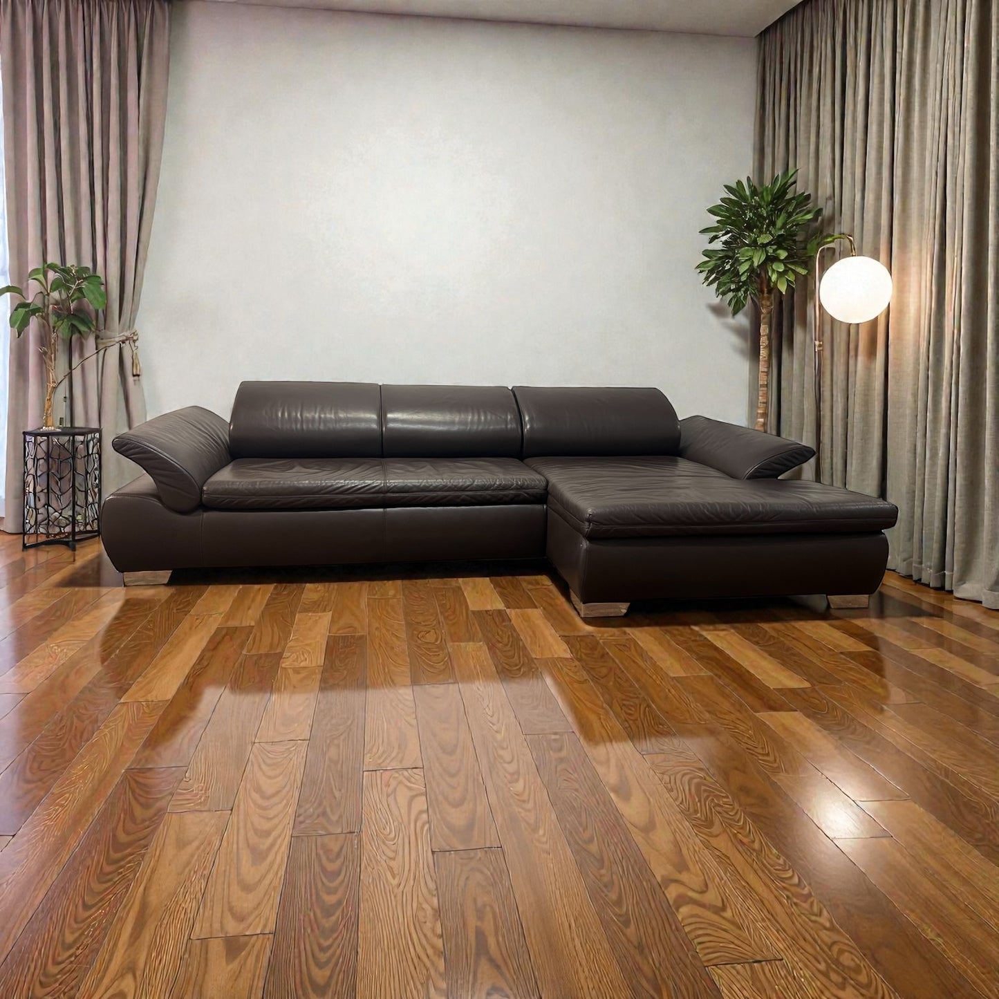 Ecksofa von Musterring in Braun aus echtem Leder Art.-Nr. 587