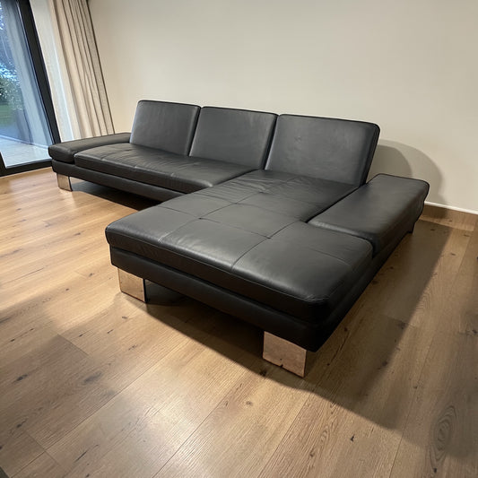 Ecksofa aus echtem Leder in Schwarz von Designerwerk Art.-Nr. 019