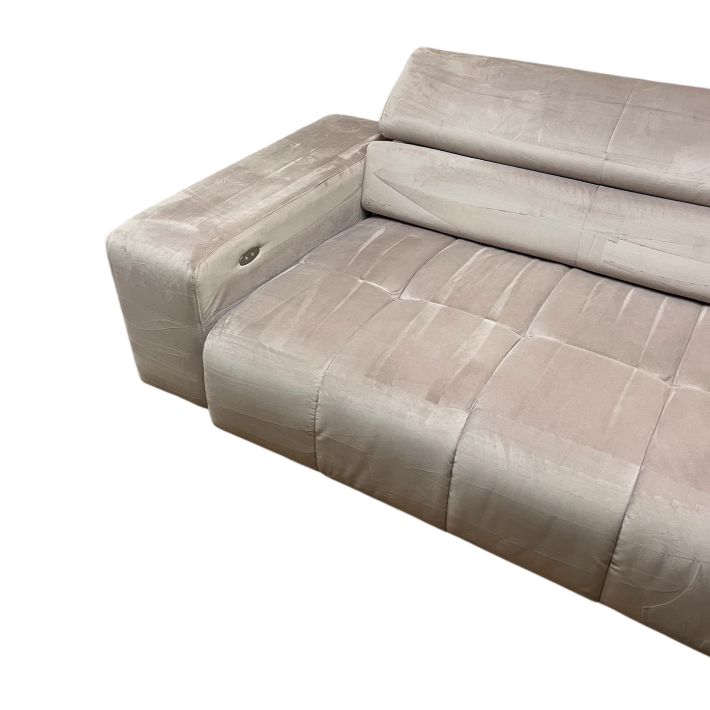 Bubel-Ecksofa in Rosa aus Samtstoff,  elektrisch ausziehbar Art.-Nr. 558