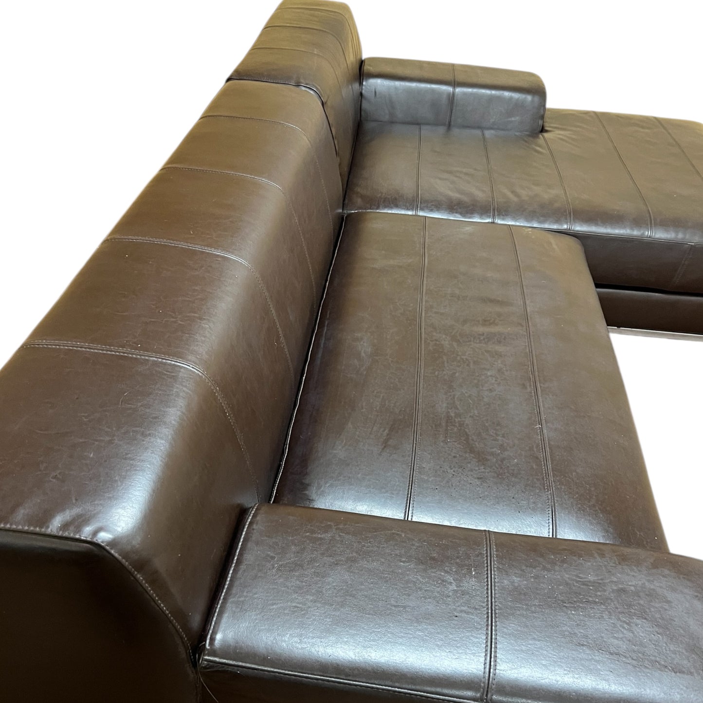 Ecksofa aus Echtleder in Braun. Art.-Nr. 552