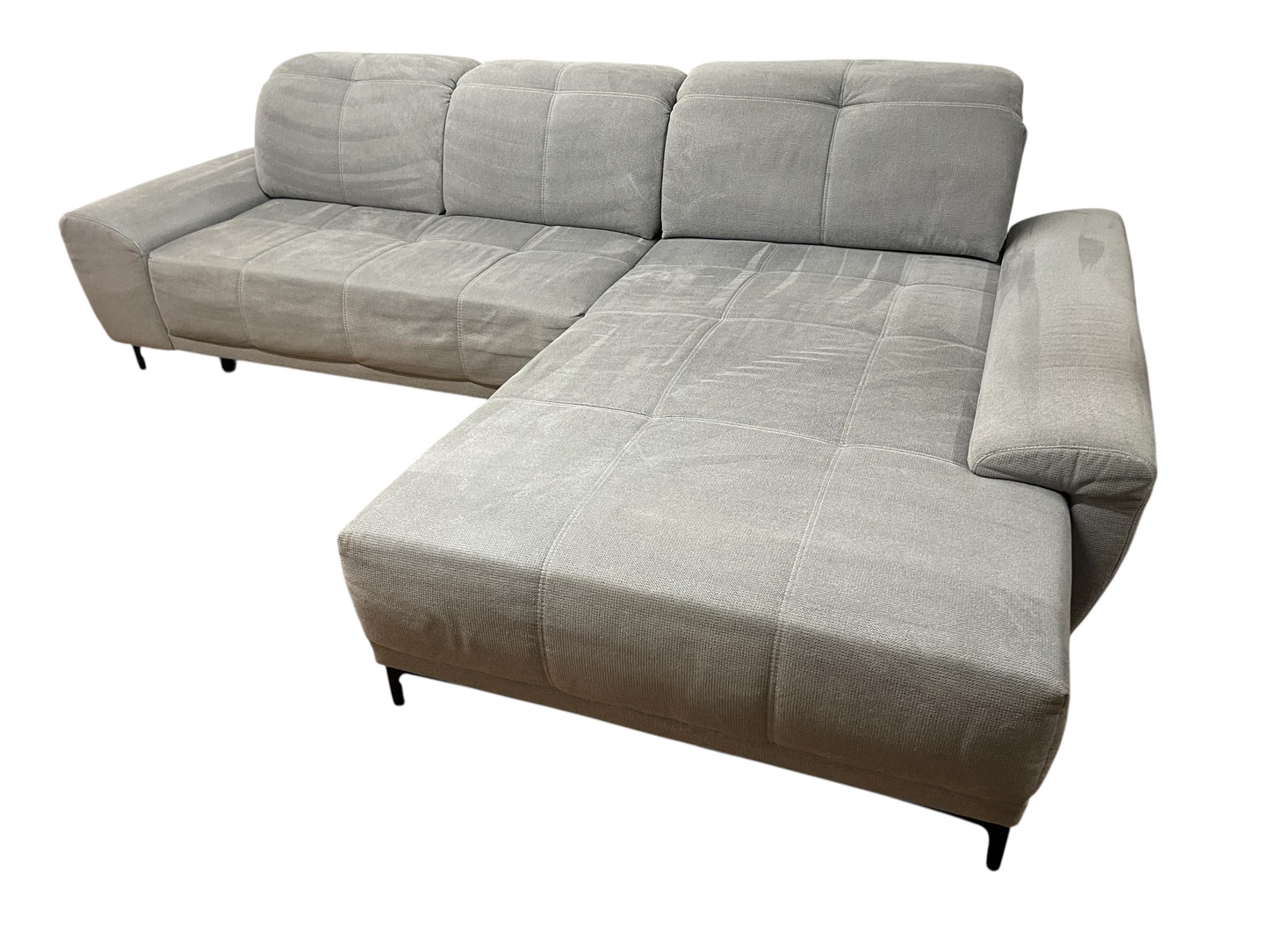 Graues, elektrisch ausziehbares Ecksofa Art.-Nr. 594