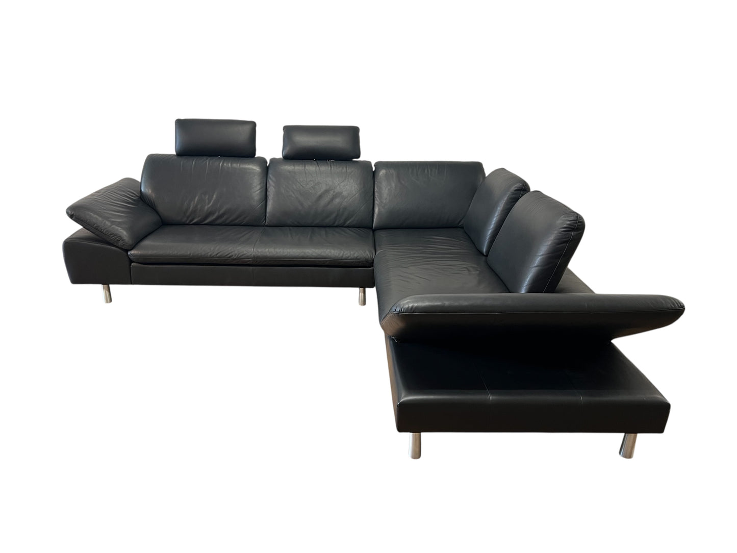 Ecksofa von W. Schillig in Schwarz aus echtem Leder Art.-Nr. 016