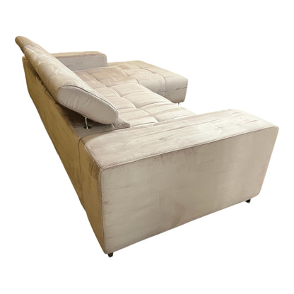 Bubel-Ecksofa in Rosa aus Samtstoff,  elektrisch ausziehbar Art.-Nr. 558