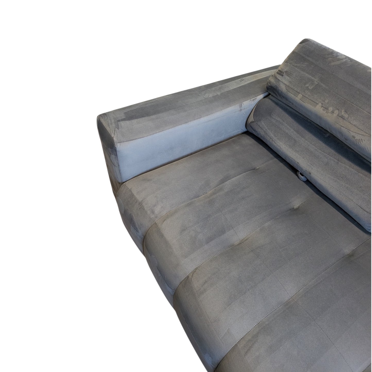 Graues Bubel-Ecksofa aus Samtstoff Art.-Nr. 474