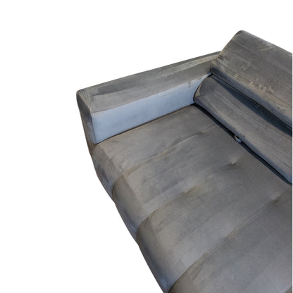 Graues Bubel-Ecksofa aus Samtstoff Art.-Nr. 474