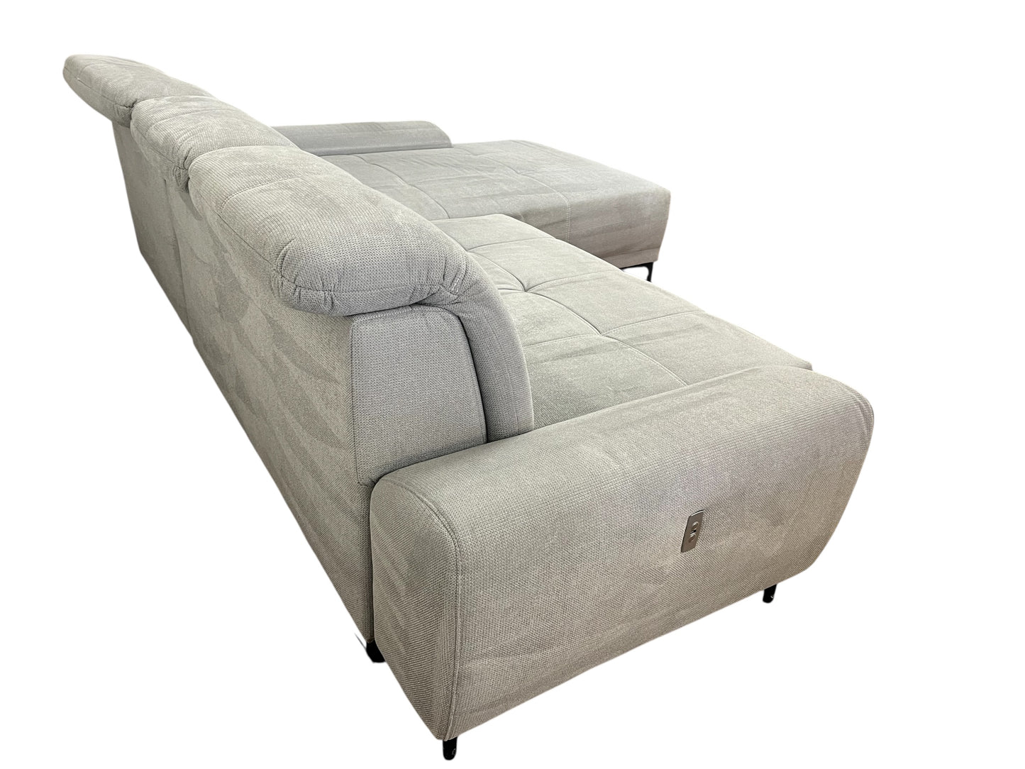 Graues, elektrisch ausziehbares Ecksofa Art.-Nr. 594