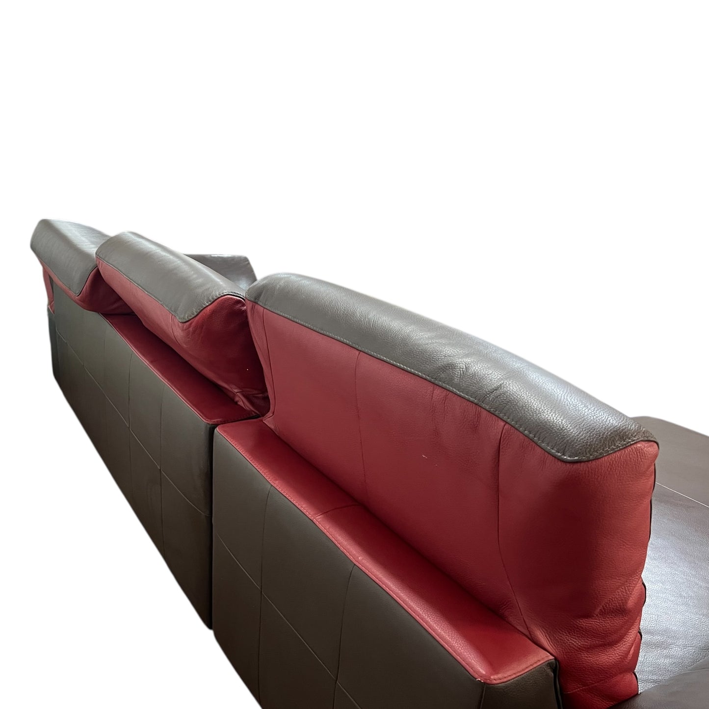 Echtleder-Ecksofa in Braun mit roten Details der Marke Bon Domus Art.-Nr. 541