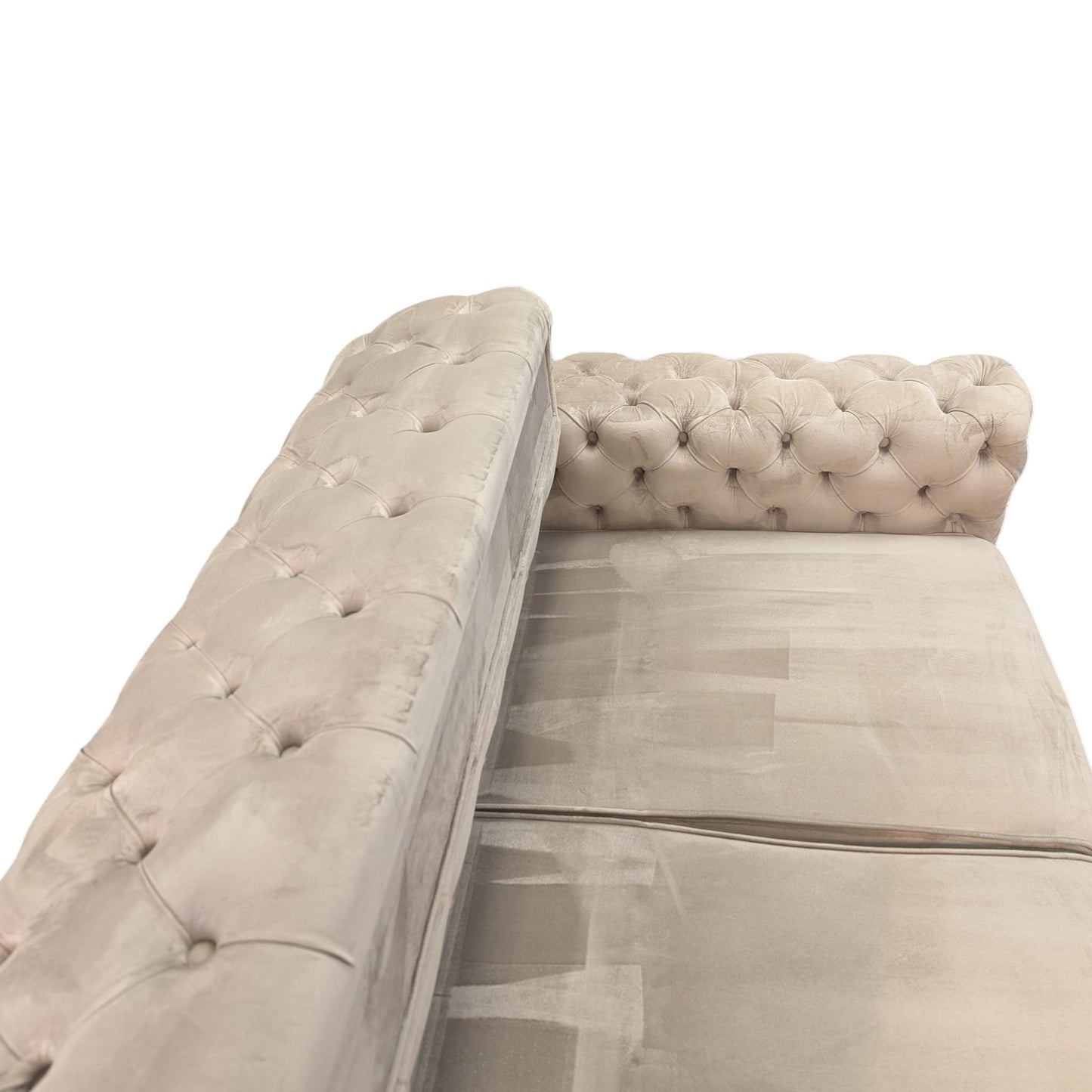 Sofa in Beige (Chesterfield-Design) aus Samt Art.-Nr. 446