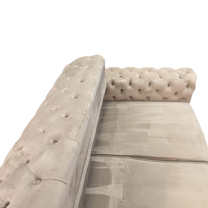 Sofa in Beige (Chesterfield-Design) aus Samt Art.-Nr. 446