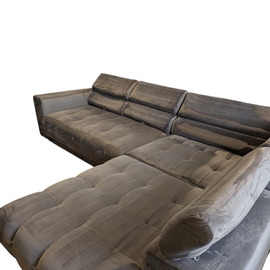 Graues Bubel-Ecksofa aus Samtstoff Art.-Nr. 474