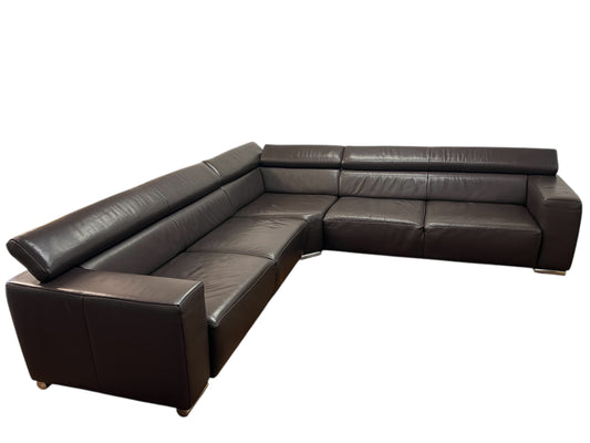 Echtleder-Ecksofa in Braun von Möbel Egger Art.-Nr. 579
