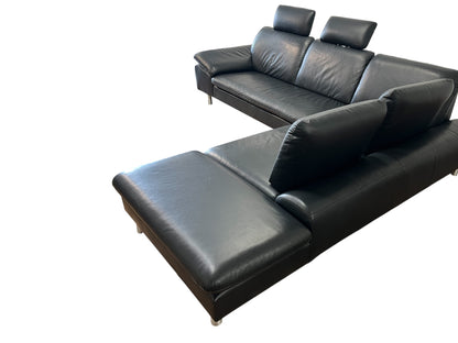 Ecksofa von W. Schillig in Schwarz aus echtem Leder Art.-Nr. 016