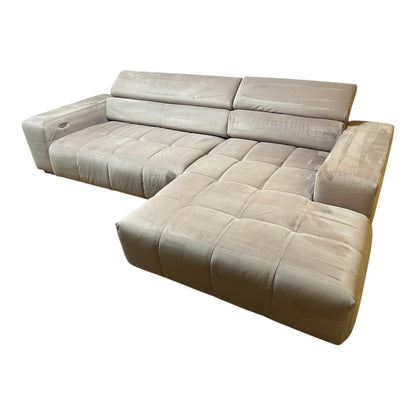 Bubel-Ecksofa in Rosa aus Samtstoff,  elektrisch ausziehbar Art.-Nr. 558