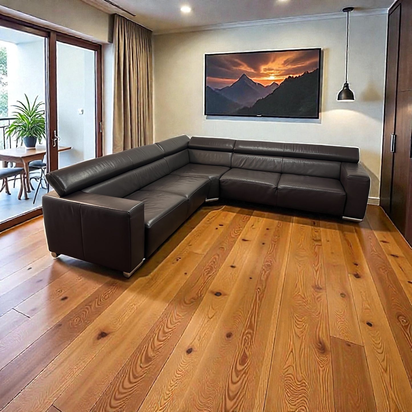 Echtleder-Ecksofa in Braun von Möbel Egger Art.-Nr. 579