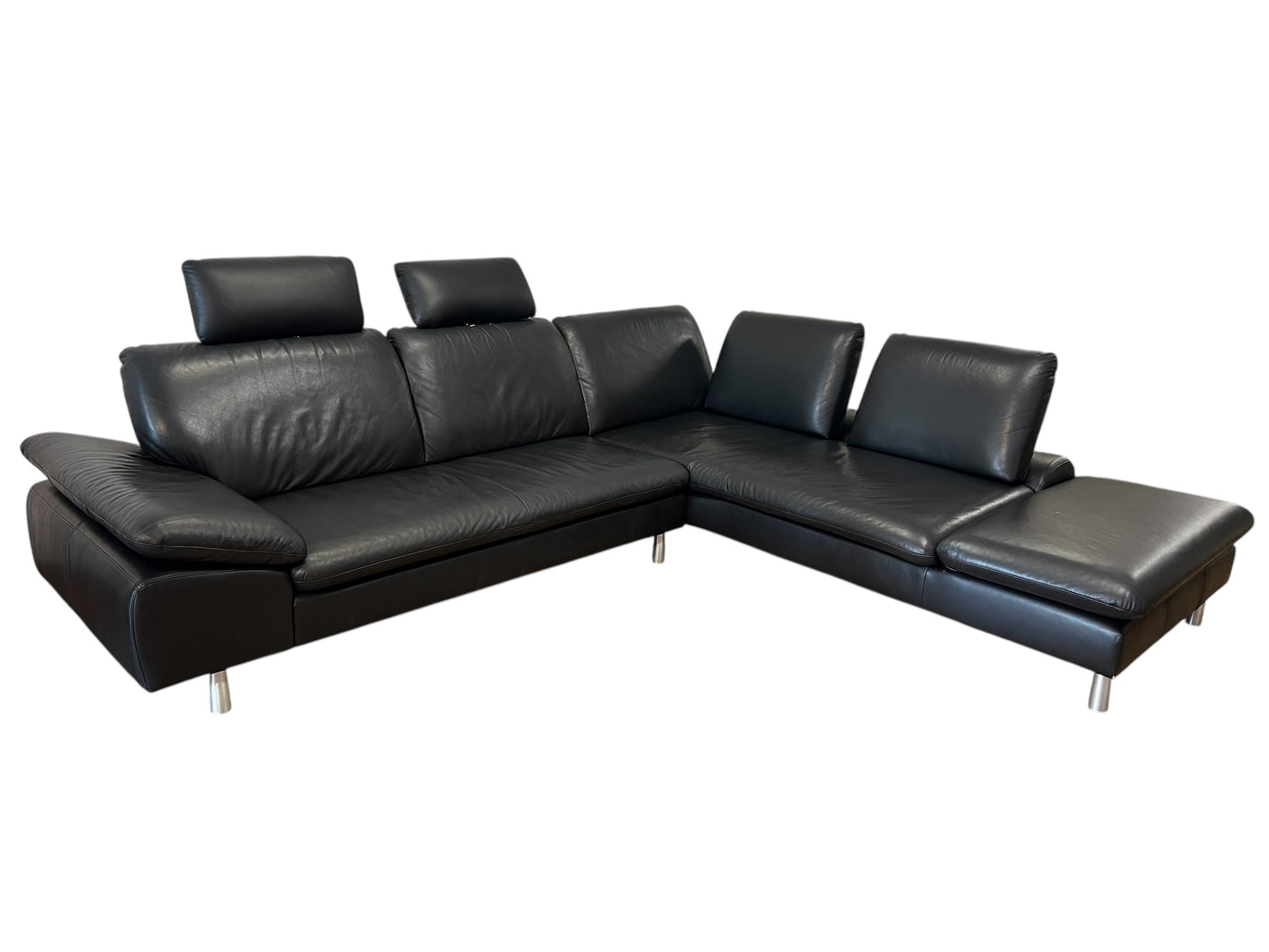 Ecksofa von W. Schillig in Schwarz aus echtem Leder Art.-Nr. 016