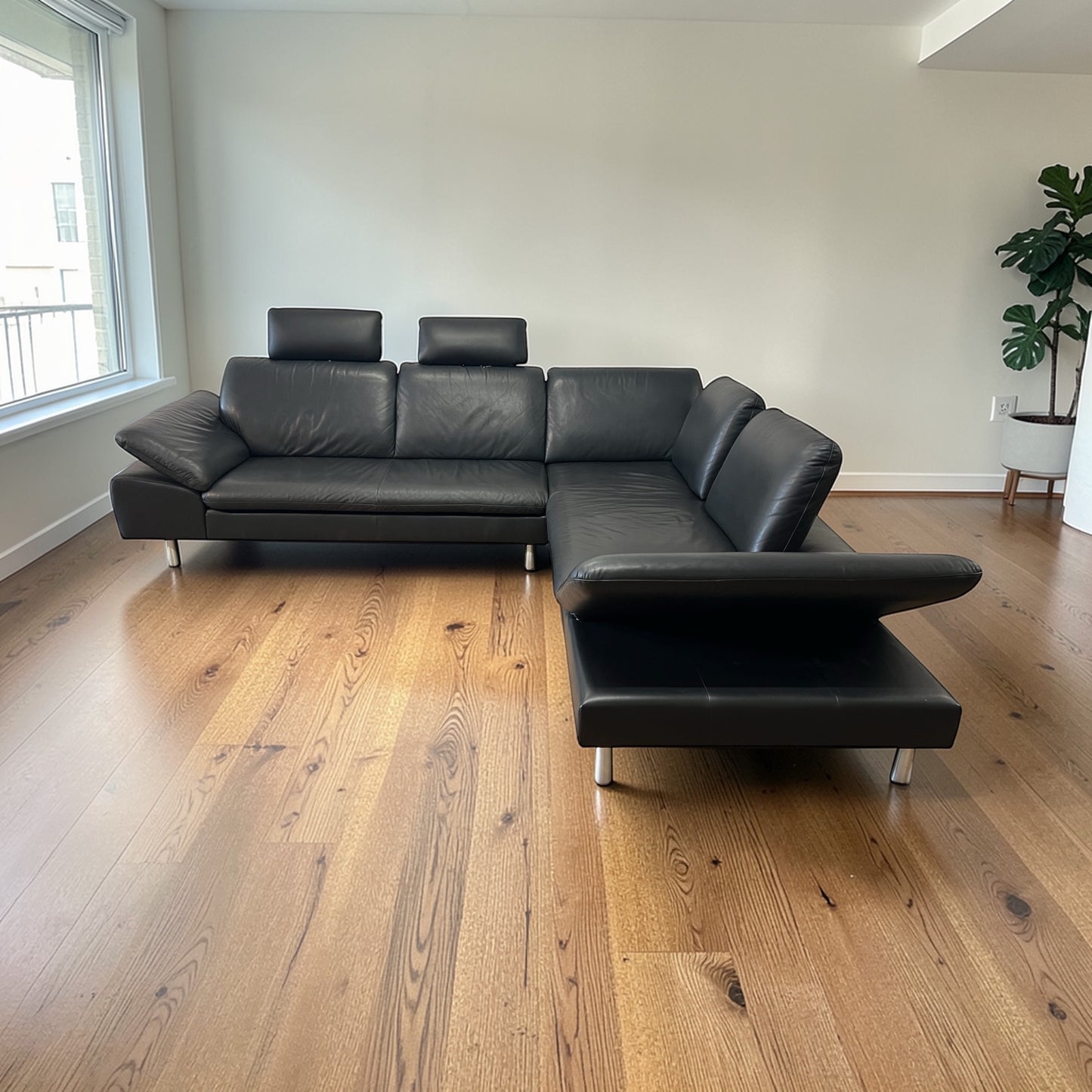 Ecksofa von W. Schillig in Schwarz aus echtem Leder Art.-Nr. 016