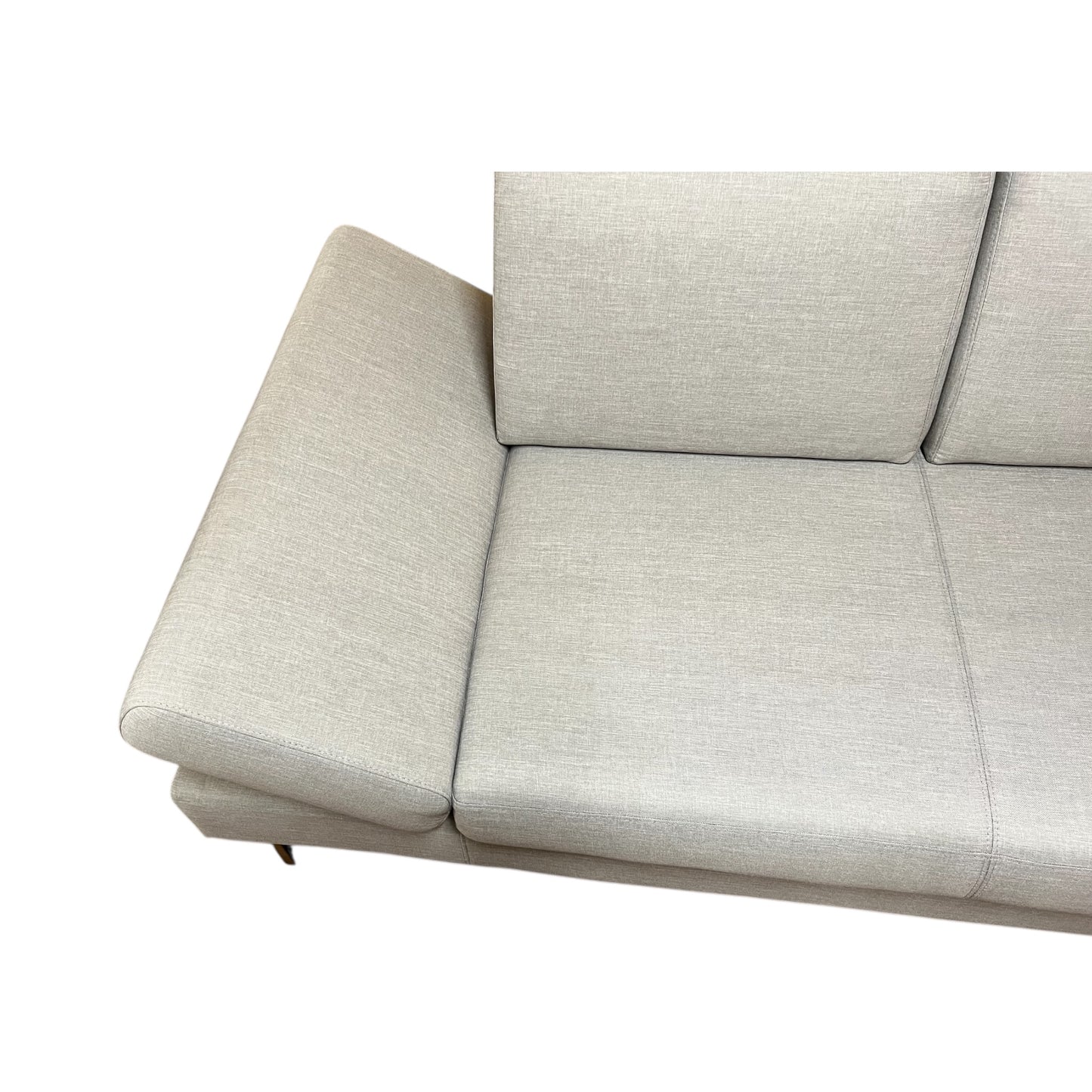 Graues Ecksofa mit verstellbaren Armlehnen. Art.-Nr. 549