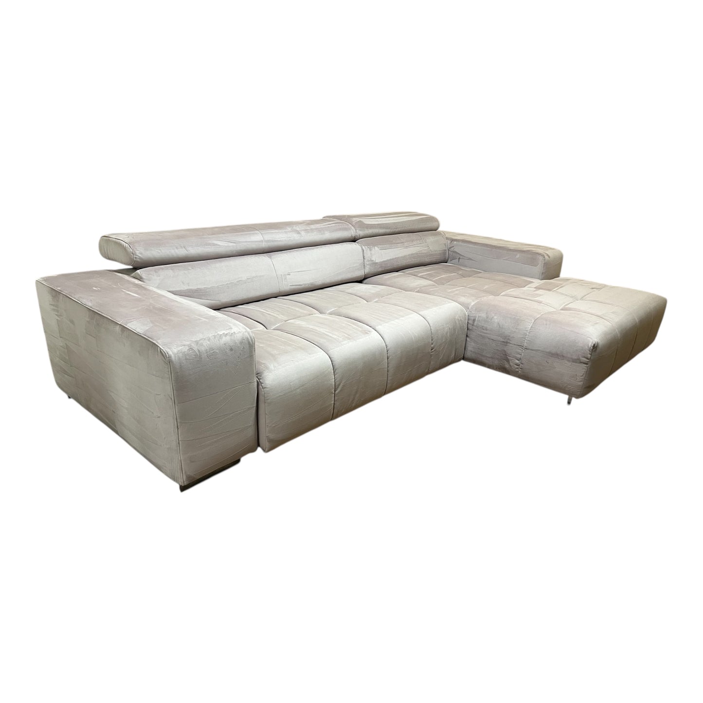 Bubel-Ecksofa in Rosa aus Samtstoff,  elektrisch ausziehbar Art.-Nr. 558