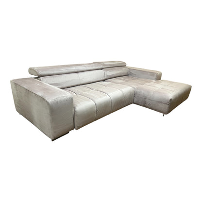 Bubel-Ecksofa in Rosa aus Samtstoff,  elektrisch ausziehbar Art.-Nr. 558