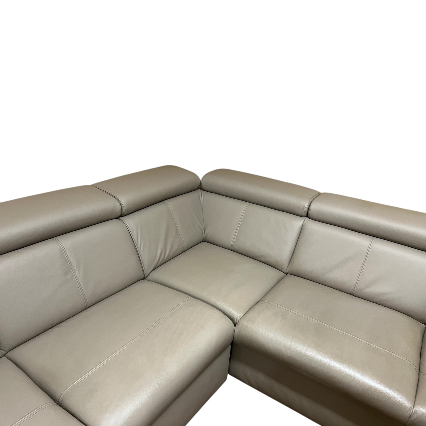 Beiges Echtleder-Ecksofa mit Bettfunktion Art.-Nr 542