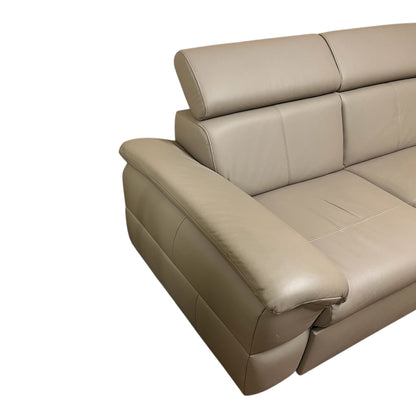 Beiges Echtleder-Ecksofa mit Bettfunktion Art.-Nr 542