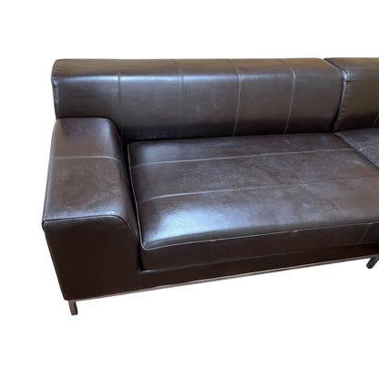 Ecksofa aus Echtleder in Braun. Art.-Nr. 552