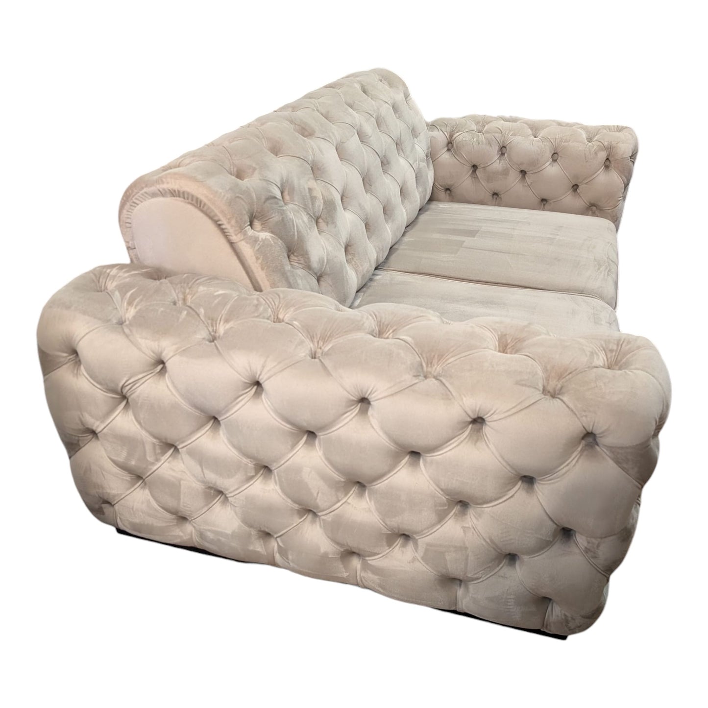 Sofa in Beige (Chesterfield-Design) aus Samt Art.-Nr. 446