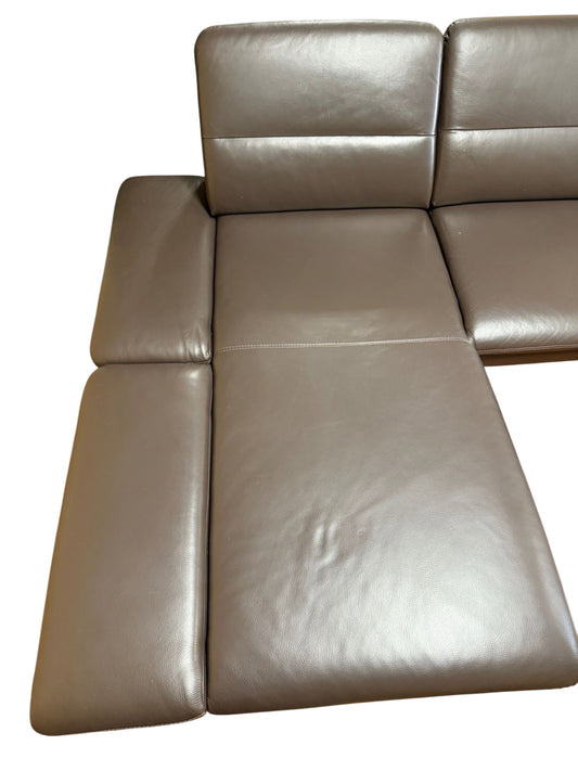 Ecksofa aus echtem Leder von Leu Swiss mit HockerArt.-Nr. 039